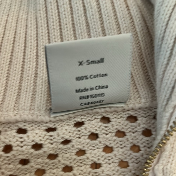 Varley Finn LongLine Cream Open Knit Jacket gold zipper - Picture 6 of 7